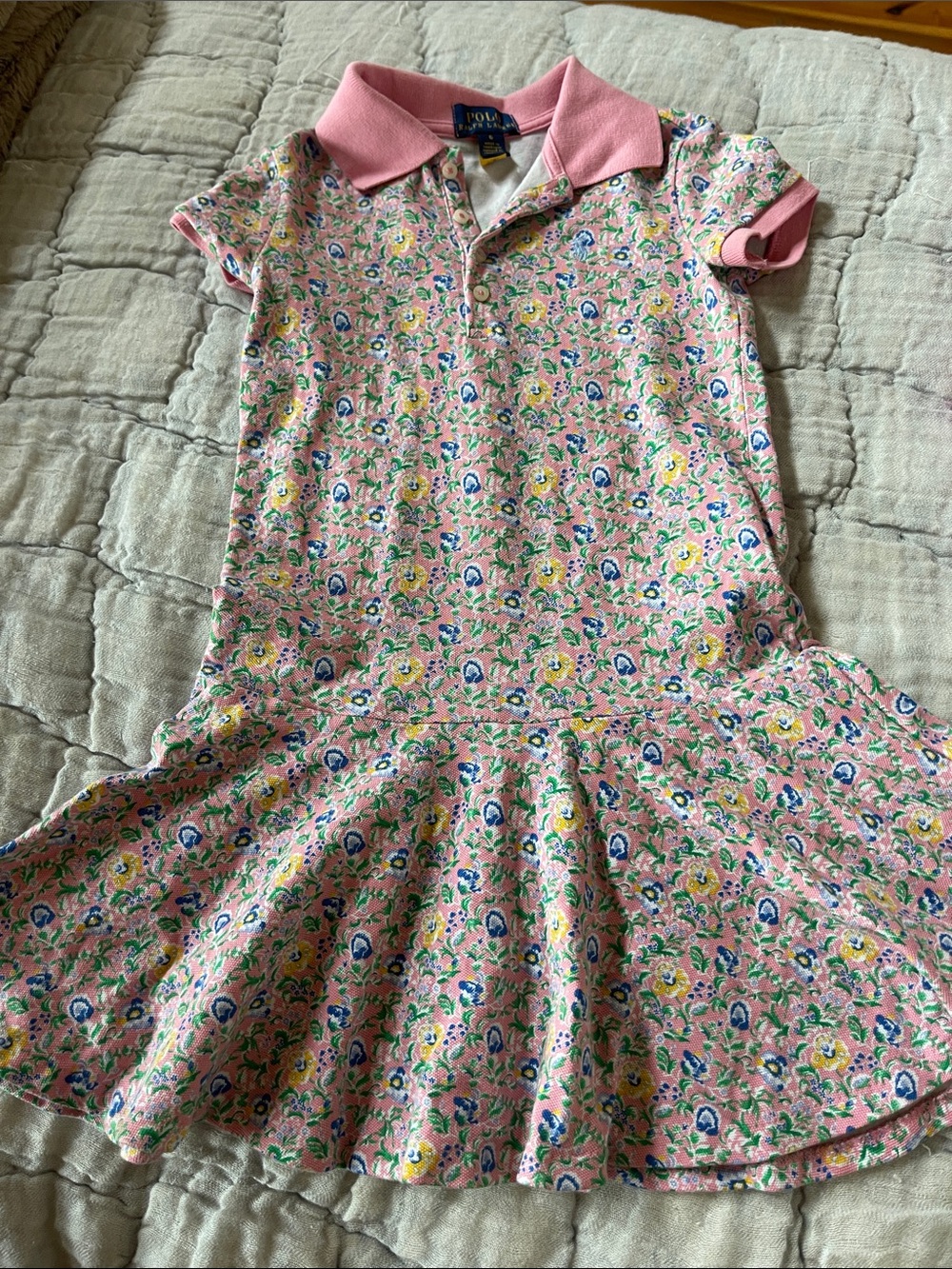 Polo by Ralph Lauren Pink Floral Polo Dress with Collared Neck